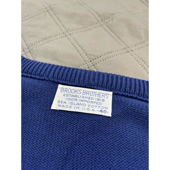 Brooks Brothers Men's V-Neck Sweater Royal Blue 100% Seaisland Cotton Size 40 - Picture 6 of 8